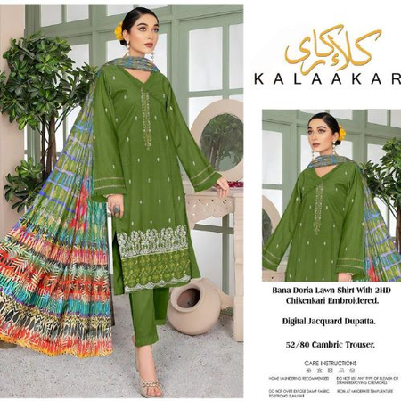 Kalakari Summer 2025 Lawn Bana Doria 3PC Suit – Embroidered Front, Jacquard Dupatta & Dyed Trouser