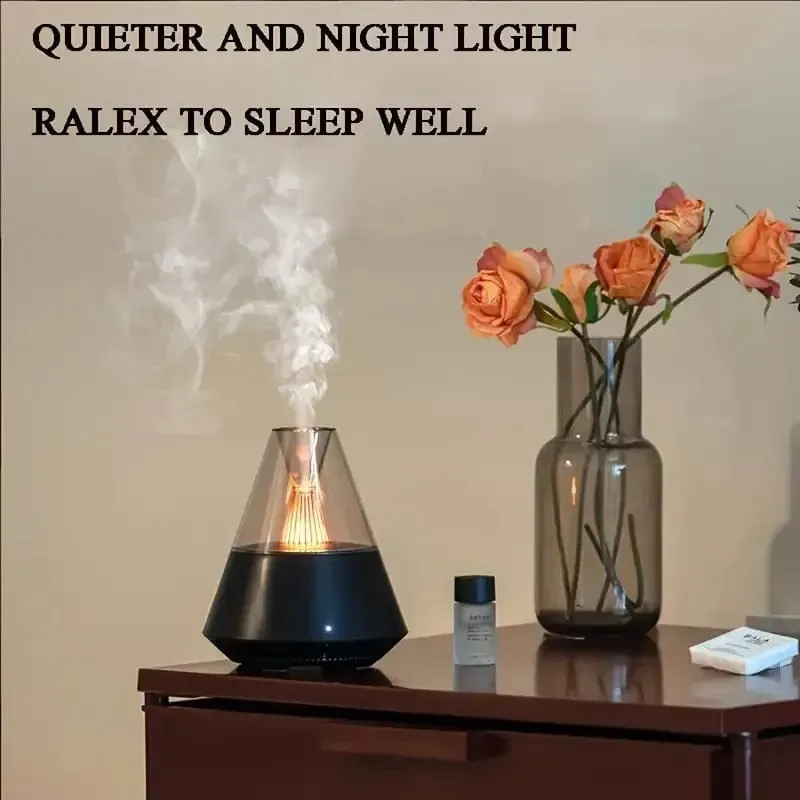 Volcano Room Diffuser – USB Powered Air Humidifier with Retro Light & Mist Effect – Air Freshener for Home, Office & Bedroom