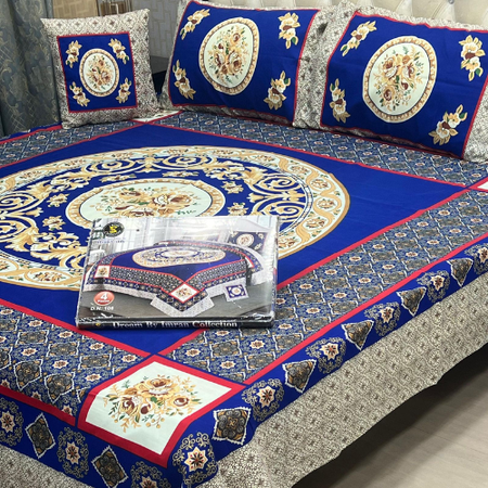 4PCS King Size Bedsheet Set – Soft & Wrinkle-Free Crystal Cotton with Print.