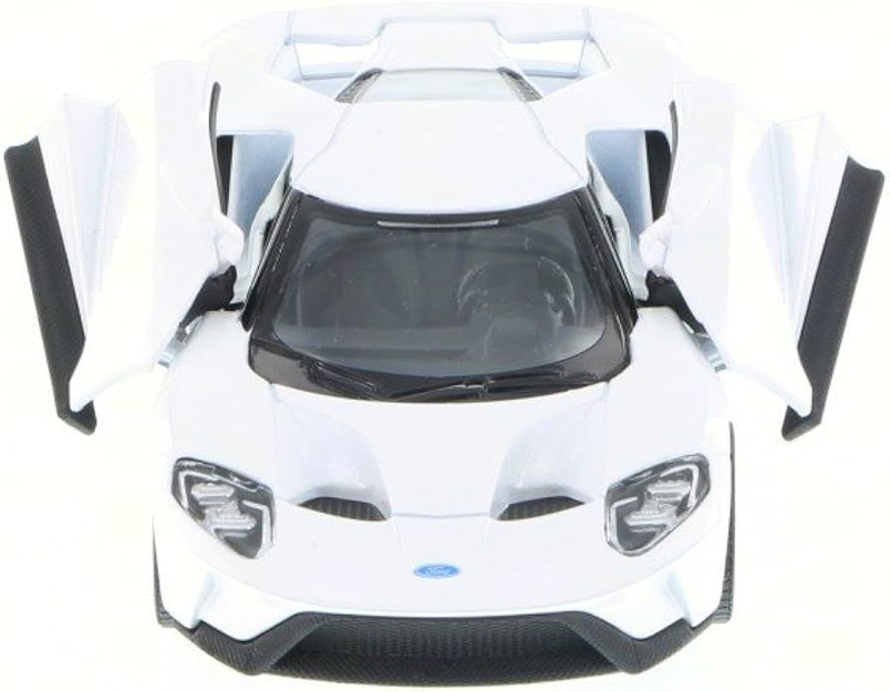 Dynamic Silver 2017 Ford GT Diecast Toy Car with White Racing Stripes - Detailed 1:XX Scale Model for Collectors & Enthusiasts for kids