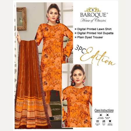 Baroque First Volume – Lawn Suit 3PC Digital Print Set
