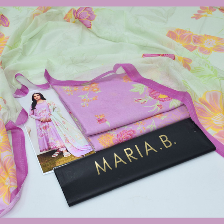 Original MARIA.B Digital Printed Lawn Collection – High Quality 90x88 Fabric, Beautiful Color Combinations, Voil Dupatta & Printed Trouser.
