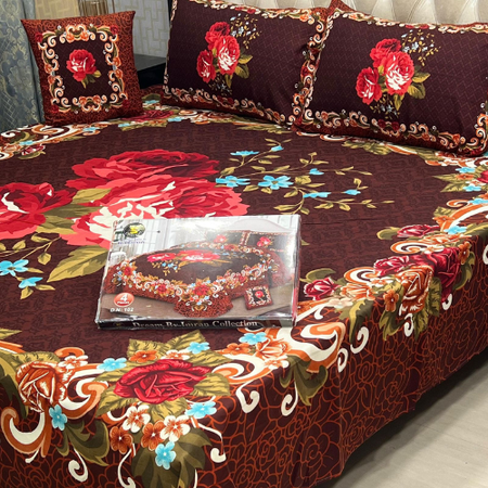 Comfort Touch 4PCS Bedsheet Set – Premium Crystal Cotton with Cushion.