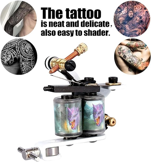 Floral-Themed Coil Tattoo Machine – Precision Liner & Shader for Professional Artists