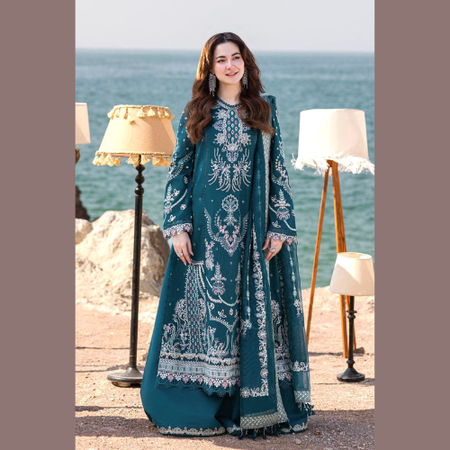 Qalamkar 3PC Summer Casual Collection Embroidered Lawn Suit with Pure Bamber Dupatta Code: 1001AZ
