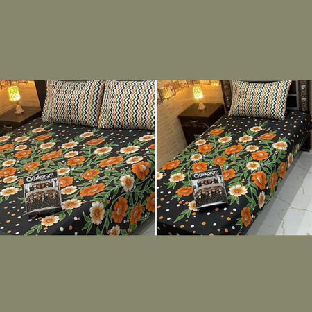 Premium Cotton Mix Bedsheet Gift Set – Double & Single Printed Sheets with Pillow Covers | Soft Fabric & Elegant Design by Alkaram