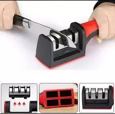 Professional 3-Stage Knife Sharpener – Tungsten Steel, Diamond & Ceramic Stones for Kitchen Blades