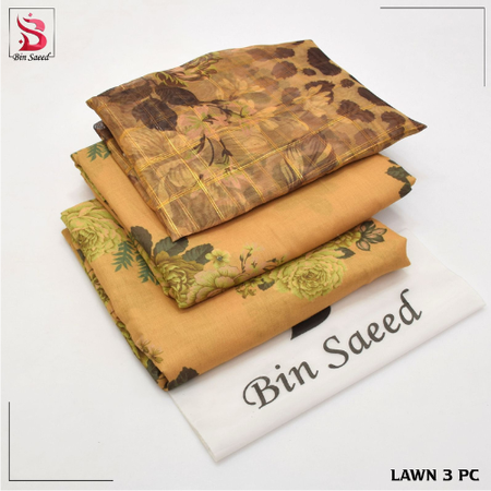 Digital Printed Lawn 3 Piece Suit for Women – Elegant Summer Collection 2025 | Shirt, Dupatta & Trouser | Premium Fabric.BIN SAEED
