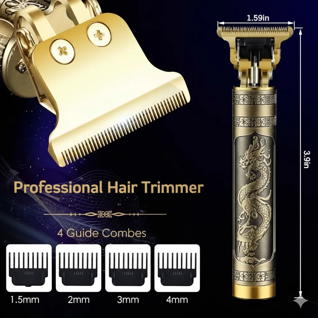 Vintage T9 Professional Hair Trimmer - Premium Plastic Body