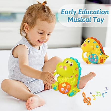 Pack of 8 - Musical Crawling Dinosaur Toy for Babies – Lights, Sound & Interactive Playtime Fun!