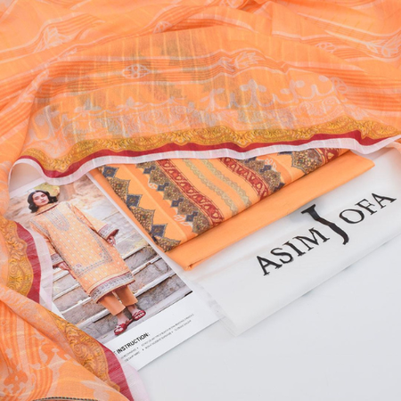 Asim Jofa Lawn 3 Piece Unstitched Suit – Digital Printed Shirt with Lawn Doria Dupatta | Summer Collection 2025