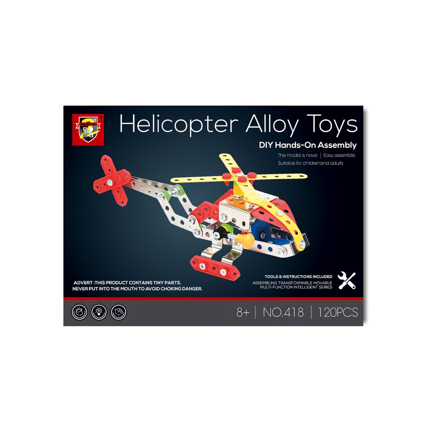 Alloy Toys DIY Metal Helicopter Construction Kit 123 PCS for Ages 8+