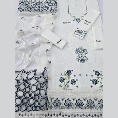 NISHAT Original Chicken Kari Embroidered 3PC Lawn Suit – Code BA01 – 100/100 Lawn with Dyed Trouser & Soft Voil Embroidered Dupatta – Elegant & Premium Summer Collection.