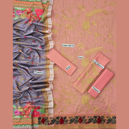 Mix Brands 3-Piece Embroidered Lawn Suit | Diamond Digital Dupatta | Premium Quality