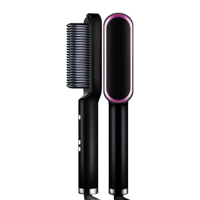 Smooth Glide Ionic Hair Straightener Brush - Anti-Frizz, Fast Heating & Adjustable Temperature