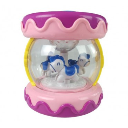 Huanger Musical Drum Toy with Merry-Go-Round & Animal Sounds 360° Rotating Drum with Lights & Music
