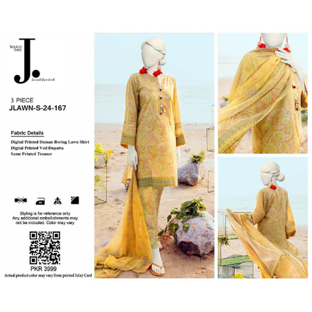 Sunny Yellow Digital Printed Lawn Suit | J. Junaid Jamshed 3-Piece Collection