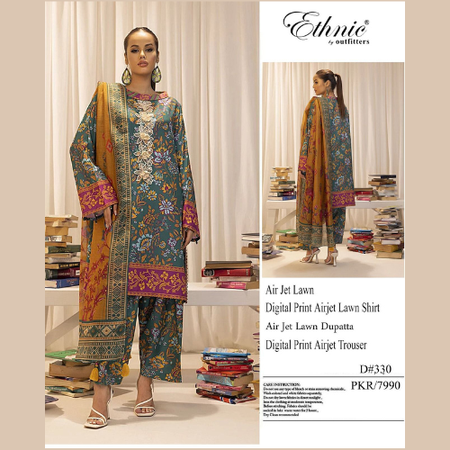 ETHNIC AIRJET LAWN DIGITAL PRINT ALLOVER VOLUME 3Pc Ultimate Summer Comfort and Style
