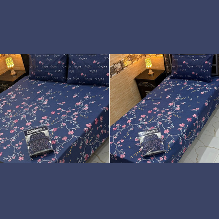 Alkaram Cotton Mix Bedsheet Gift Pack – Full Printed Double & Single Bed Set with Pillow Covers.c