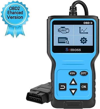 Semoss OBD2 Scanner Tester with Live Data,Wired Fault Code Reader Car Engine System Diagnostic Tool,Quick Diagnosi DTC Button,Blue