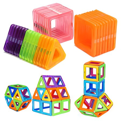 Magic Magnetic IQ Square Geometric Building Tiles for Ages 3+