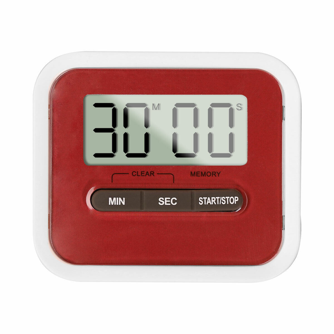 Digital Timer Countdown Clock with Magnetic Back – Large Red LCD Display