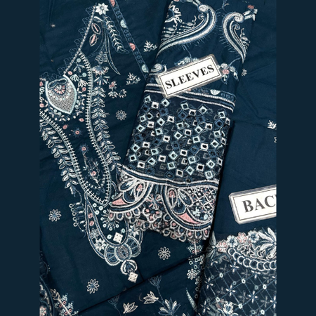 Qalamkar Replica Premium Lawn Cotton Embroidered Unstitched Suit with Organza Dupatta High-Quality Summer Collection 2025