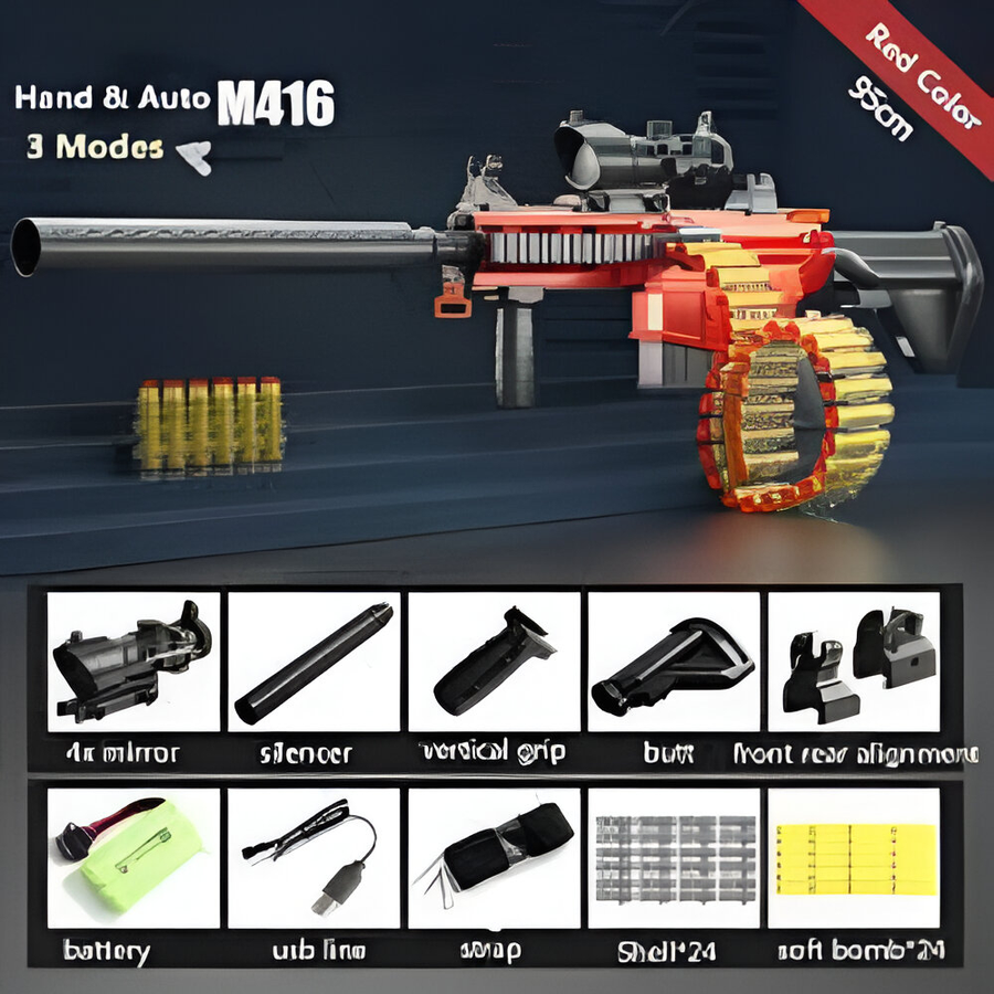 Eaciilee Electric Soft Bullet Toy Gun for Boys – Battery Operated Chain Blaster with Motorized Firing & Foam Bullets