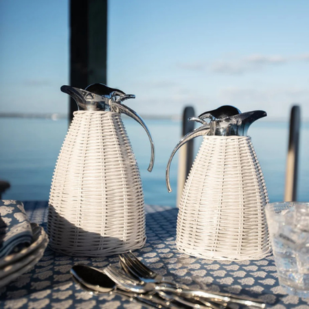 Stylish Woven Thermos Flask Combined with Chrome Lid