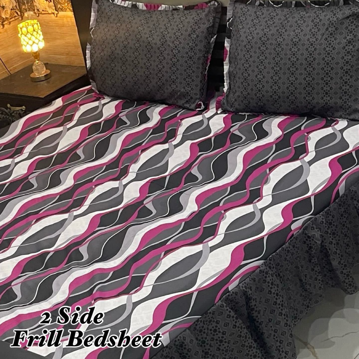 Modern Abstract Wave 2-Side Frill Bedsheet - K Decor