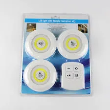 3-Pack Wireless Tap LED Lights with Remote Control – Battery Operated Stick-On Puck Lights for Cabinet, Closet, Kitchen