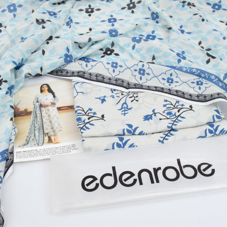 EDENROBE 2025 Original Digital Printed Lawn 3 Piece Suit with Stunning Voil Dupatta and Premium Trouser.