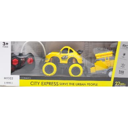 City Express RC Truck with Trailer – 1:32 Scale Remote-Controlled Utility Vehicle for Kids (Ages 3+)