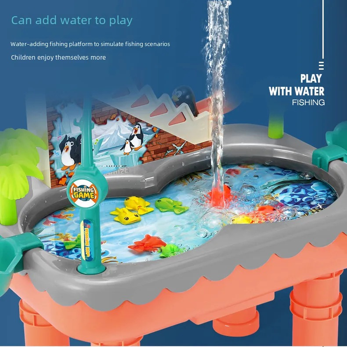 Joy Paradise Penguin Fishing Game 2-in-1 - Musical & Interactive Water Play Table for Toddlers & Kids 3+