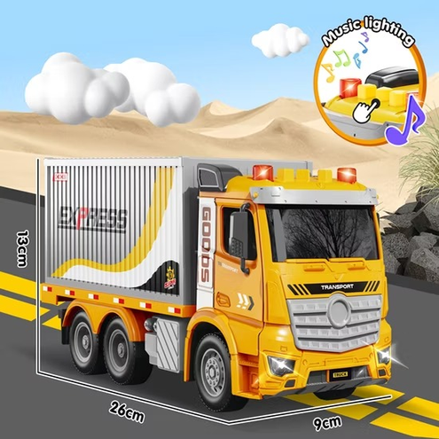 Inertia Car 1:16 Scale Container Truck Toy - Red & Grey Express