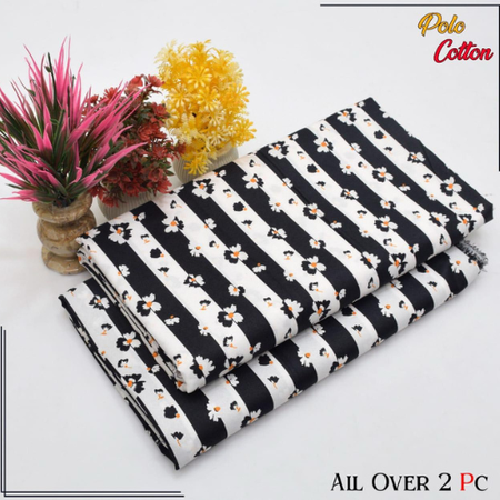 Floral Digital Printed 2-Piece Unstitched Suit for Women – Premium Micro Polo Cotton Shirt & Trouser – Elegant Summer Fashion 2025.