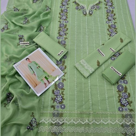 Sapphire 3-Piece Banadora Lawn Suit – Full Embroidered Front & Sleeves | Bamber Chiffon Dupatta | Elegant Summer Wear