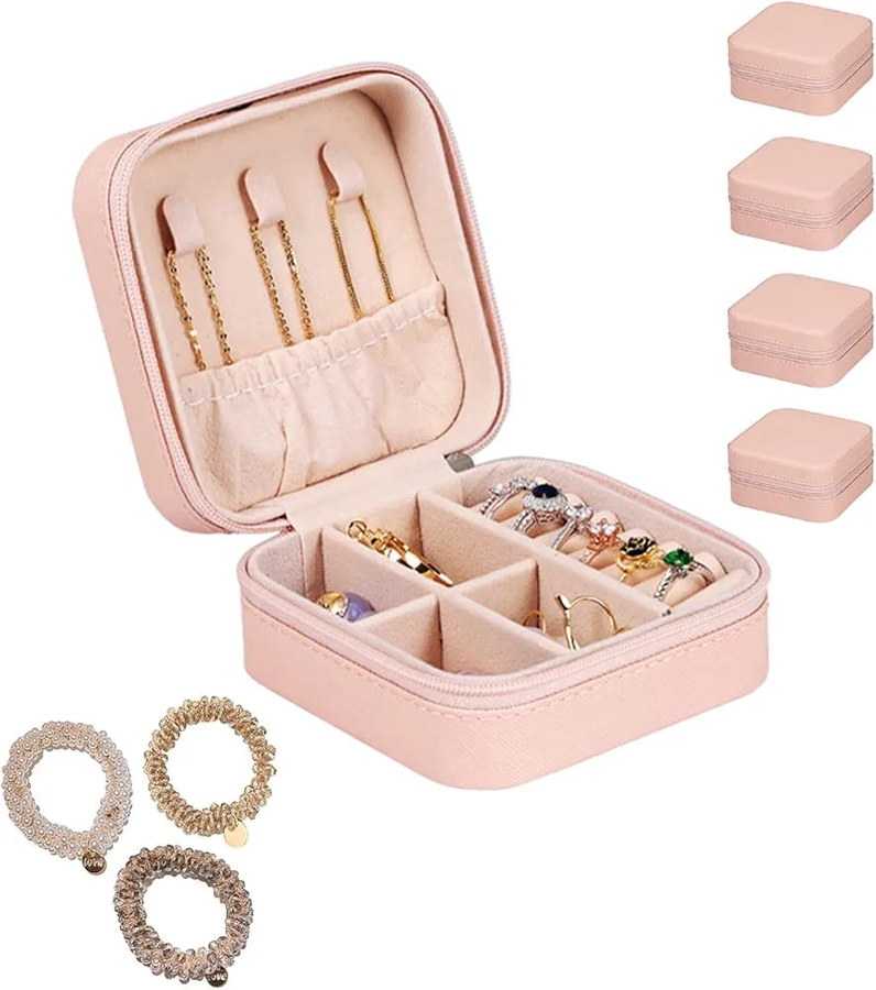 Mini Travel Jewelry Organizer Case - Portable Storage Box for Rings, Necklaces, Earrings
