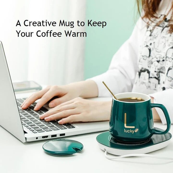 Lucky Ceramic Mug Warmer Set - Keep Your Coffee & Tea Warm at Your Desk For Smart Office People Random colour