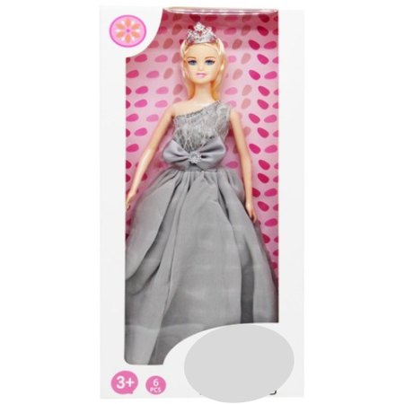 Elegant Princess Fashion Doll in Silver Gown with Tiara