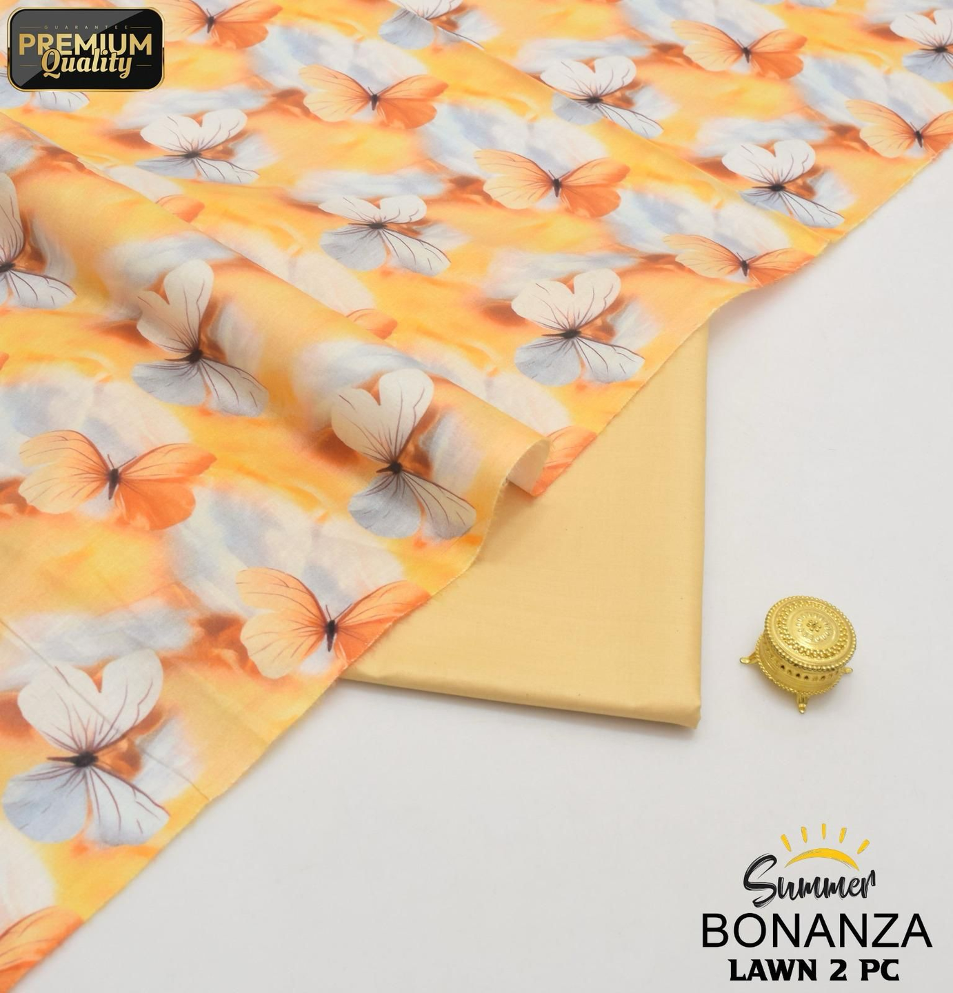 Radiant Yellow BONANZA ORIGINAL Lawn 2025 2PC Unstitched Digital Printed Lawn Suit