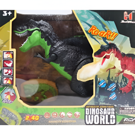 Remote Control Dinosaur Toy with Roaring Sound, Lights, and Spray – Realistic RC Walking Dinosaur for Kids (2.4GHz)