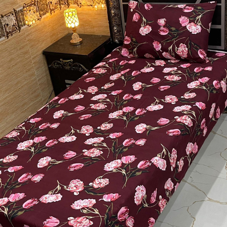 4Pc Crystal Cotton Single Bed Sheet Set – Soft, Durable & Elegant Floral Design