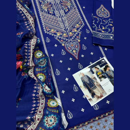 ZARA SHAHJAHAN Lawn 3Pc Suit with Digital Diamond Dupatta Elegant Embroidered Perfection
