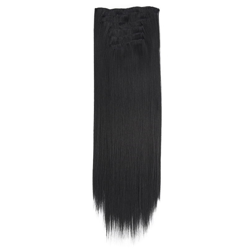 Premium Jet Black Clip-In Straight Hair Extensions – 24-Inch | Seamless Natural Look