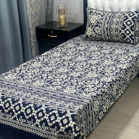 Crystal Cotton Bedsheets for Single Bed – 4Pc Set with Pillow Covers