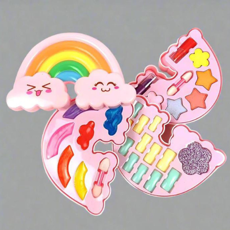 Children’s Makeup Set with Rainbow Palette Safe & Washable Kids Beauty Kit for Girls