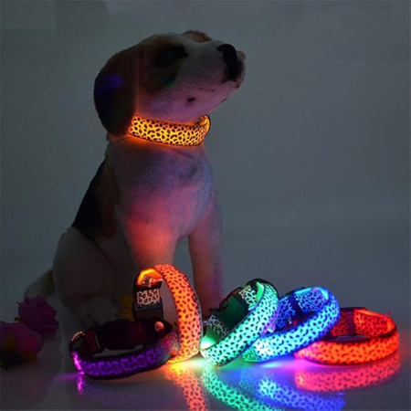 Leopard Print Adjustable Dog Collar – Durable Nylon with Green Trim, Stylish & Comfortable