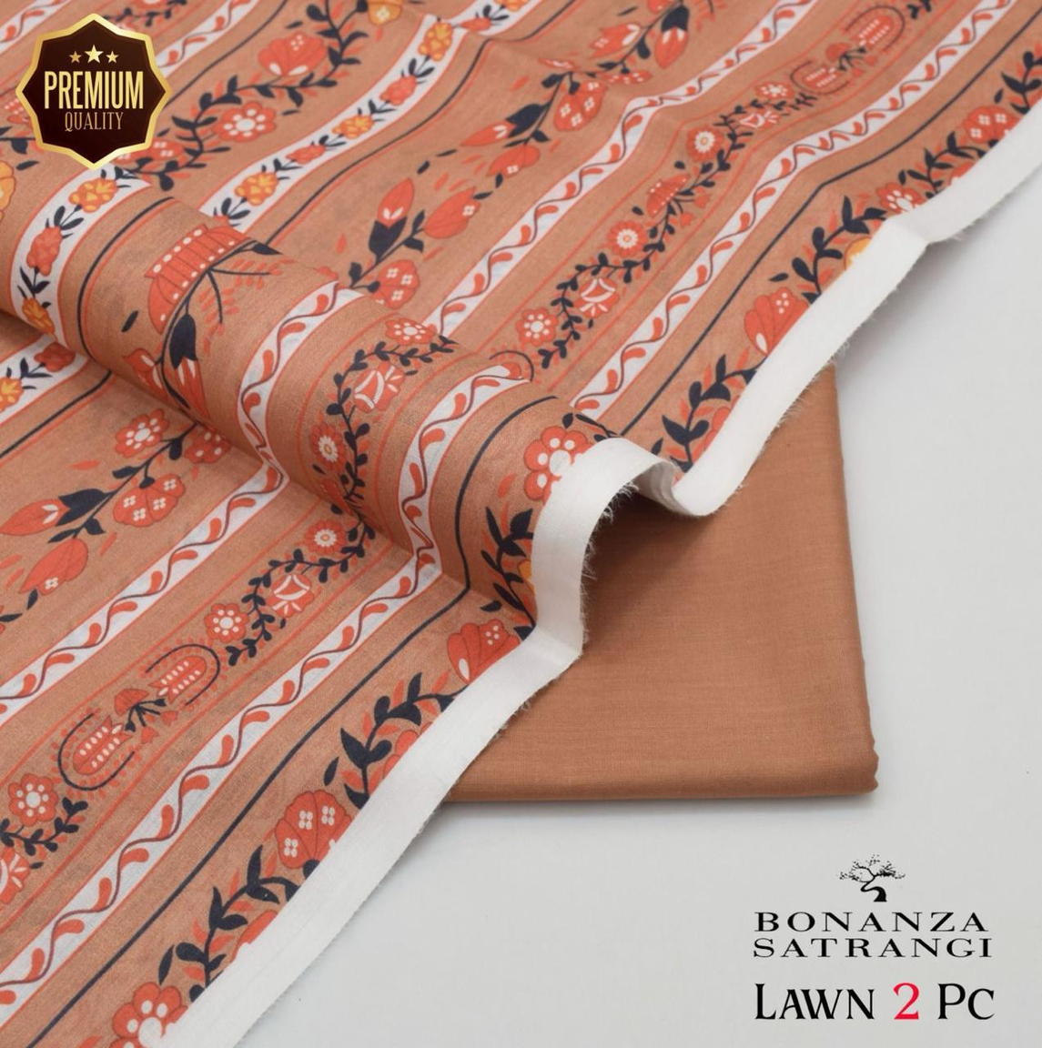 Warm Light Brownish-Orange BONANZA ORIGINAL 2025 Lawn Suit 2PC Unstitched Digital Print