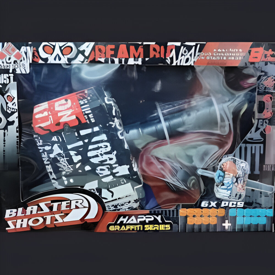 Blaster Shots Graffiti Series Toy Gun Set with Foam Bullets – Manual Soft Bullet Blaster for Kids